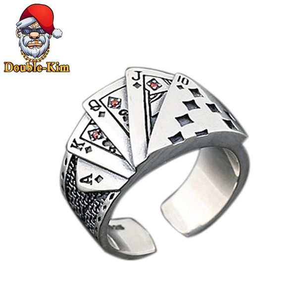 

playing card resizable ring titanium stainless steel material rings hiphop rock street culture fashion trendy man jewelry gift, Golden;silver