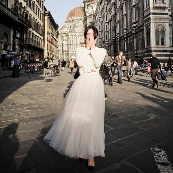 

autumn li duohai same style gauze sweet skirt big swing princess dress princess dress gauze skirt, Black