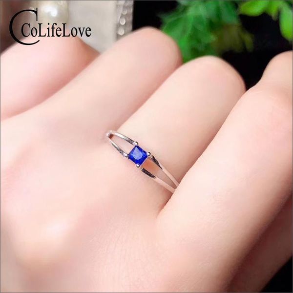 

colife jewelry 100% natural sapphire ring for daily wear 3mm sir lanka sapphire silver ring 925 silver sapphire jewelry