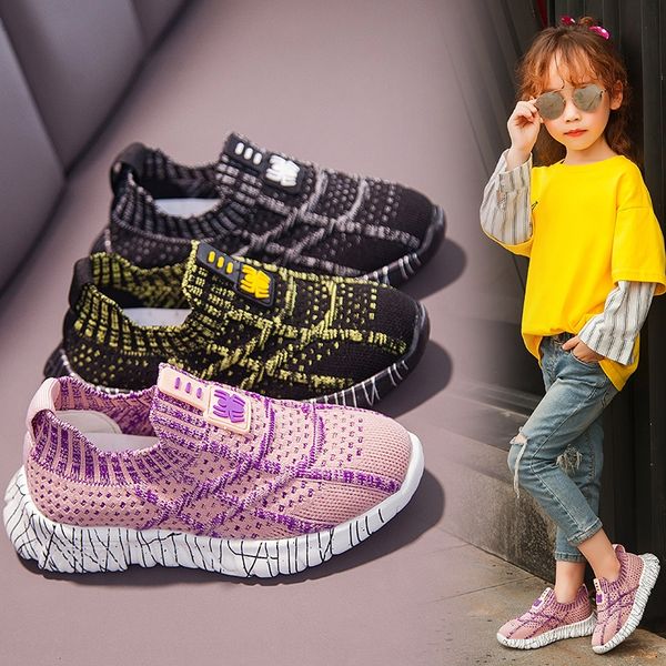 

кроссовки uo6nm женщин, а также детей 2019 новых осенью летние спортивные мужские детские летающий тканый одиночный дышащая сетка обувь детс, Black