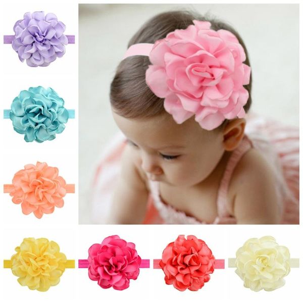 

1 pcs baby girl headband hair accessories clothes band 3d flower newborn floral headwear headwrap hairband children toddler, Slivery;white