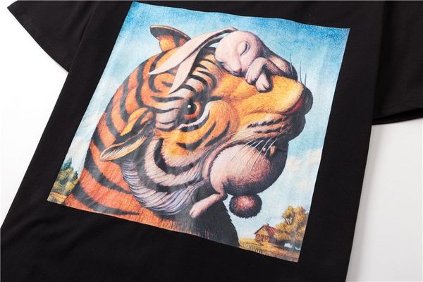 

20 spring / summer new odair 100% хлопок ткани животных tiger зуб world series 3d процесс прямого впрыска цвет черный / белый размер s-xxl ф, White