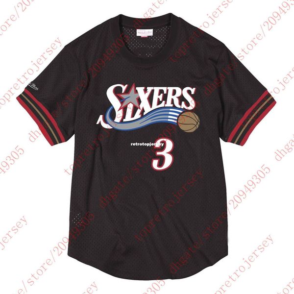 

custom allen iverson #3 mitchell & ness mesh black jersey shirt mens stitched tee basketball jerseys ncaa, Gray