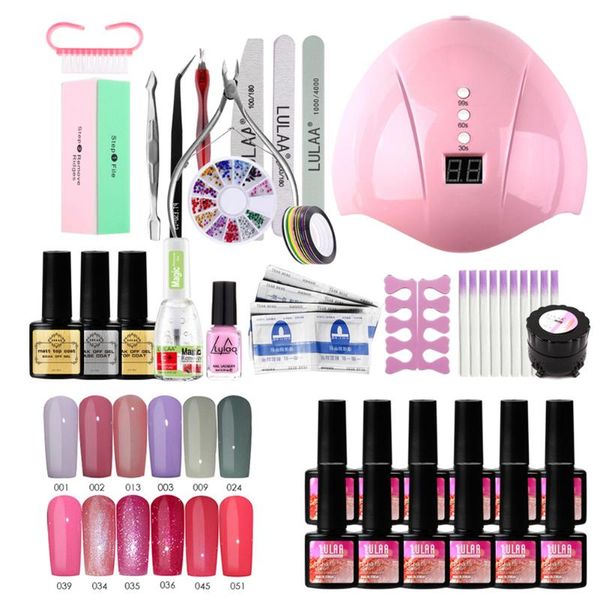 

nail set uv led lamp dryer 36w with 12pcs nail gel polish kit soak off manicure tools set electric drill for tools