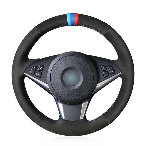 

custom hand-stitch suede leather car steering wheel cover for bmw 630i 645ci 650