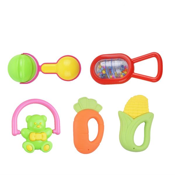 

colorful newborn cartoon sensory plastic ring ribbon rattle baby toys 6 month food grade silicone