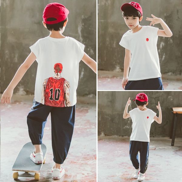 

up67o boys' pure cotton t-shirt cotton t-shirt summer wear 2020 new medium and large children's fashionable wear children's c