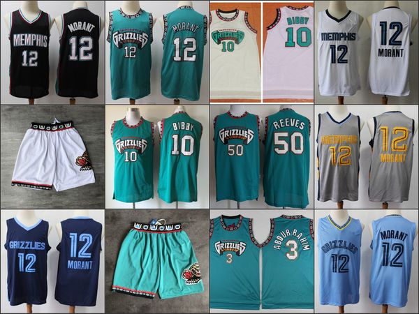 

2020 edition memphis grizzlies men basketball shorts 12 ja morant 10 bibby 50 randolph nba 3 abdur-rahim jersey, Black