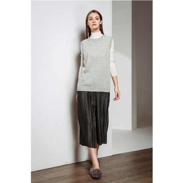 

women's vests la.tendre women 2021 fashion slim fit knitted vest sweater o-neck sleeveless solid color female waistcoat chic, Black;white