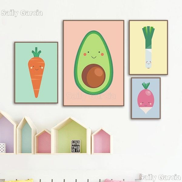 

wall art canvas painting nordic style posters vegetable carrot green onion prints modular pictures kids room kitchen hoem decor
