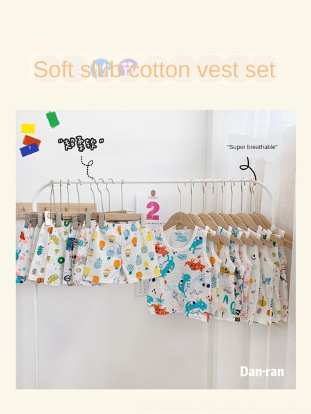 

2020 new in the big suit shorts vest zhong xiao tong vest shorts korean version of the boy's suit, Blue