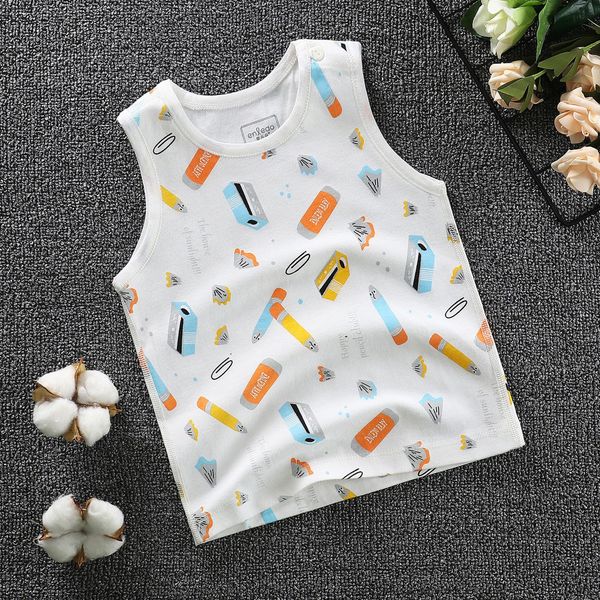 

children's pure cotton vest new korean style combed cotton seamless 0-5 years old base vest shirt shirt new style, Blue