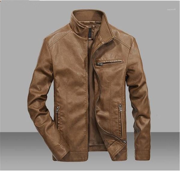 

jackets solid color lightweight thick mens designer jackets long sleeve stand collar winter coats pu leather motorcycle windproof mens, Black;brown