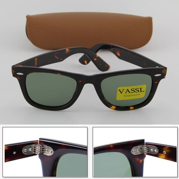 

30pcs vassl new women sunglasses style tortoise frame green lens 50mm uv400 glasses wholesale price for brown case, White;black