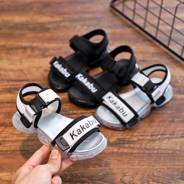 

korean casual children's shoes sandals 2019 new girls' sandals men's medium and large children's soft bottom baby shoes, Black;red