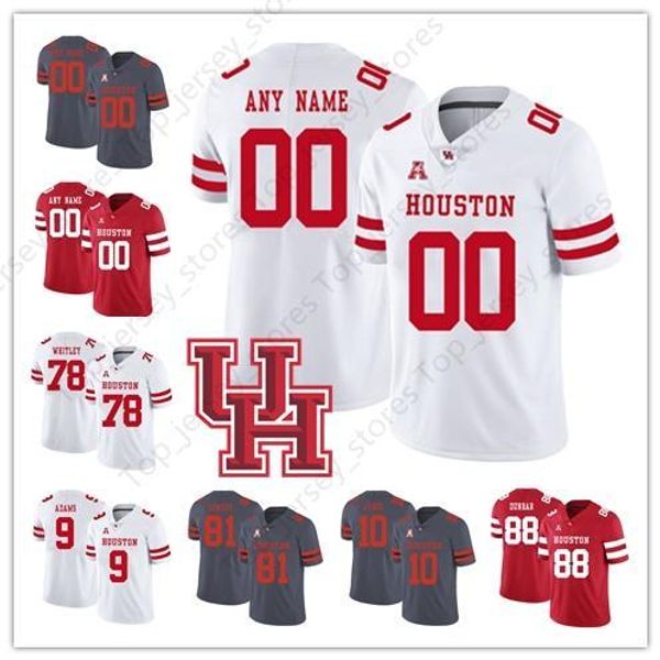 

custom big sizes houston cougars 2019 college football any number name red white gray 10 oliver jersey customize usa ncaa jerseys, Black