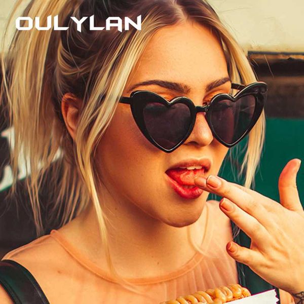 

oulylan classic love heart sunglasses women vintage brand cat eye sun glasses shades big frames eyewear uv400 red pink sunglass, White;black