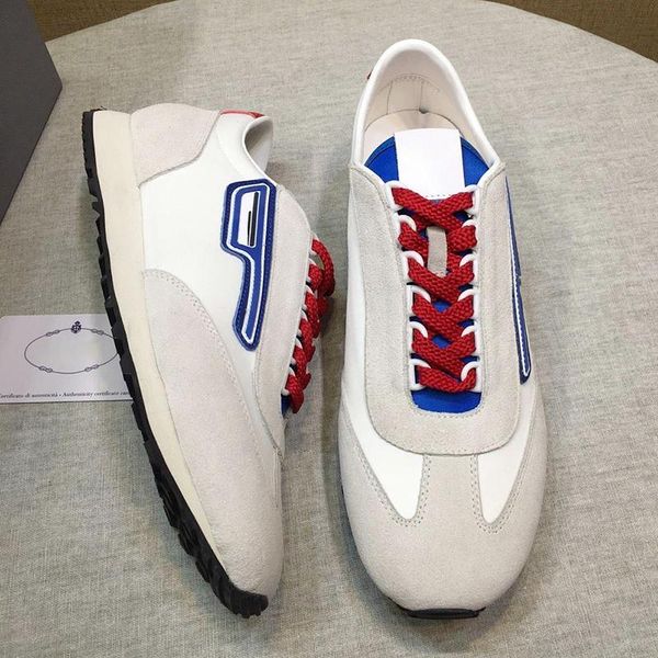 

suede and nylon sneakers men 's shoes outdoor walking breathable footwears plus size low lace -up men shoes with orig, Black