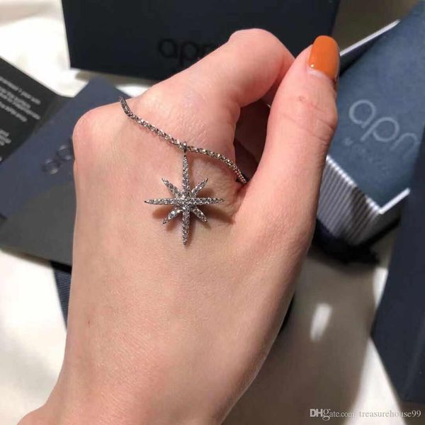 

a * m подарок ожерелье дизайнера ювелирных украшений bijoux звезды стерлингового серебра 925 женщин известный воротник collier ожерелье ориг, Silver