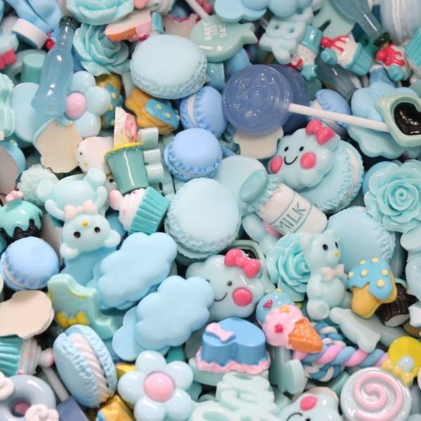 

10 diy blue series lucky bags diy mobile phone shell material bag resin accessories accessories simulation cream, Silver