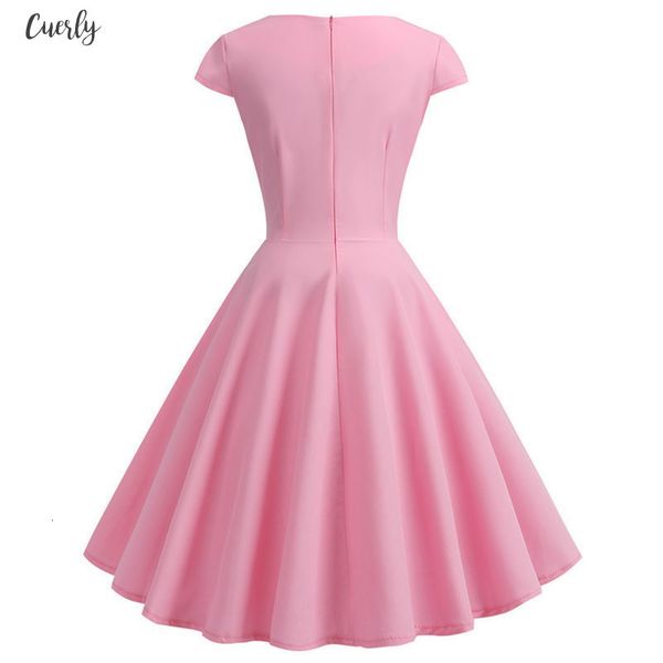 

blue casual summer dress women short sleeve hepburn 50s knee length 60s vintage elegant swing party dresses plus size slim vestidos 6, Black;gray