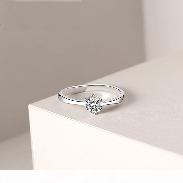 

мода стерлингового серебра 925 ювелирные изделия кольца пасьянса большой белый cz обручальные свадебные дамы кольцо серебра женщин дешевые, Golden;silver