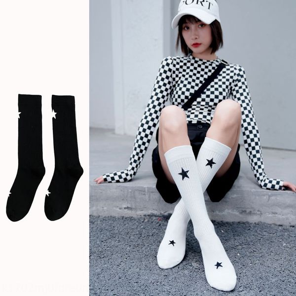 

gmh6q 2019 net red knee-high ins 2019 star fashion long tube online celebrity korean style fashion so calf women's cotton stars korean, Pink;yellow