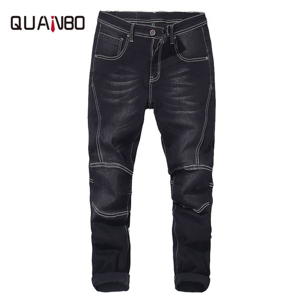 

fat big size 46 48 black blue mens biker jeans 2020 spring autumn new loose straight stretch harem pants fashion denim trousers