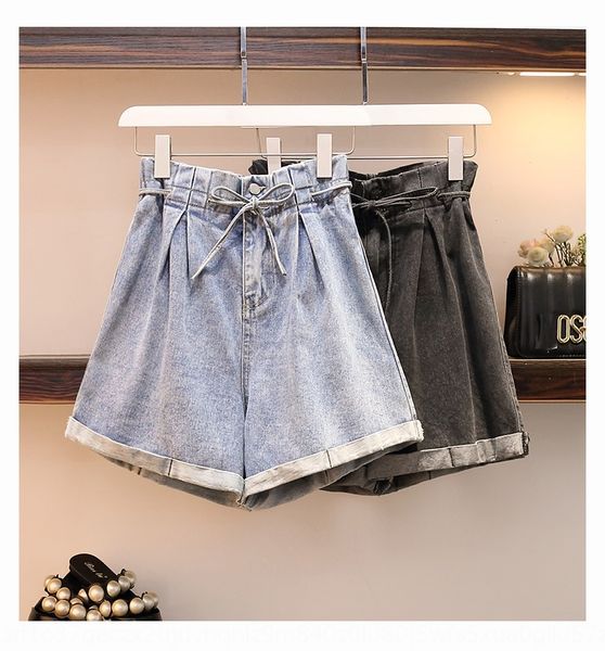 

jltwf джинсовых шорт женщин свободно похудение a- высоковольтной линии талии 2020 лета новой большого размера жира мм все-матч шорты шорты ш, Blue