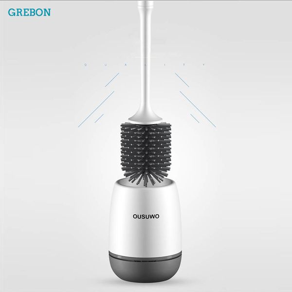 

self cleaning toilet brush holder bathroom set tool silicone universal wc accessories standing black household long handle soft