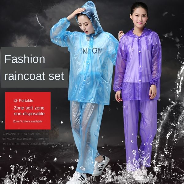

uxzde fashion transparent suit raincoat and rain pants bicycle cloak bicycle split plastic korean poncho men and women waterproof outd, Red;brown