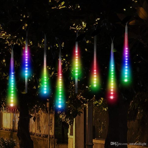 

led meteor shower rain lights,drop icicle snow falling raindrop 30cm 8 tubes waterproof cascading lights for wedding xmas home decor