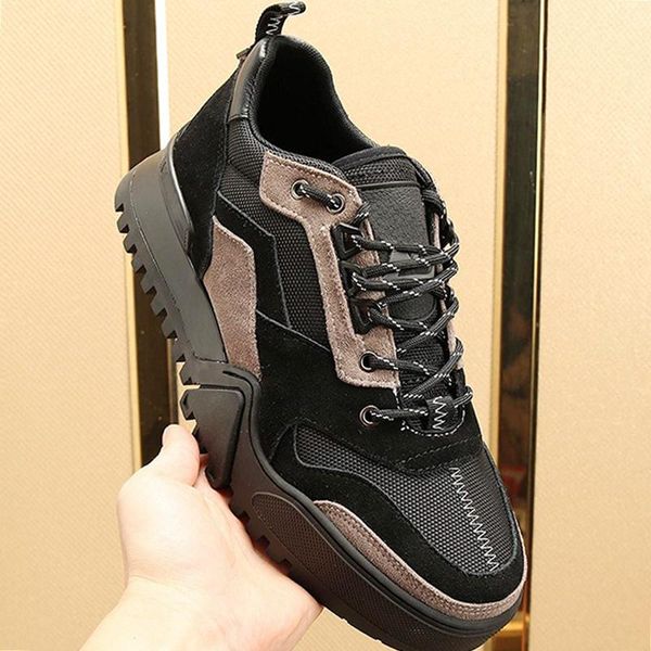 

fashion brands hiking sneaker mens shoes with origin box soft footwears sports lace -up plus size casual mens shoes scarpe sportive da uomo, Black
