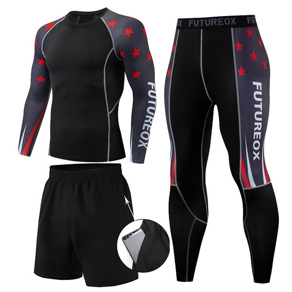 

1vdzk fitness men's three-piece running quick-drying sports tights basketball training tight pants compression tight pants compression, White;black