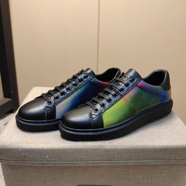 

2020 new luxury design mens fashion leather printed sports shoes all-match breathable mens casual shoes mens banquet shoes size: 38-451, Black