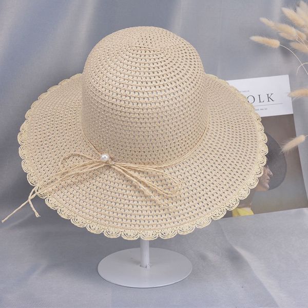 

summer foldable there are female summer folding ther female sun beach beach hat with big edge sun hat, Blue;gray