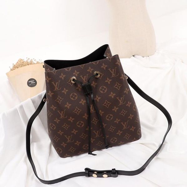 

drop ship womens leather bucket bag handbag drawstring ladies shoulder bag messenger fashion classic type crossbody bags fast delivery