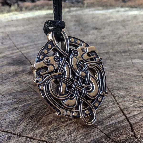 

vintage bronse celtics dragon viking pendant necklace norse amulet jewelry, Silver