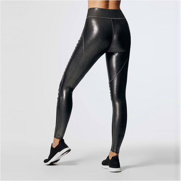 

high rise summer black sports tights women europe size pleat breathable quick dry jogging pants shiny active yoga leggings, Black;blue