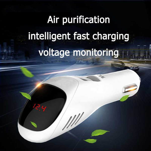 

multifunctional digital display car air purifier car mobile phone charger negative ion technology clean air voltage detection