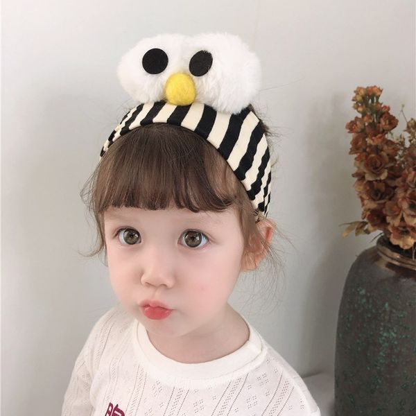 

pure cotton children's cute fur ball stripes with baby baby big eye shape headband to protect the fontanelelastic headdress, Slivery;white