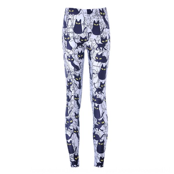 

new starry sky digital printed cartoon black underpants leggings cat bottoming leggings lgs3515, Black;white