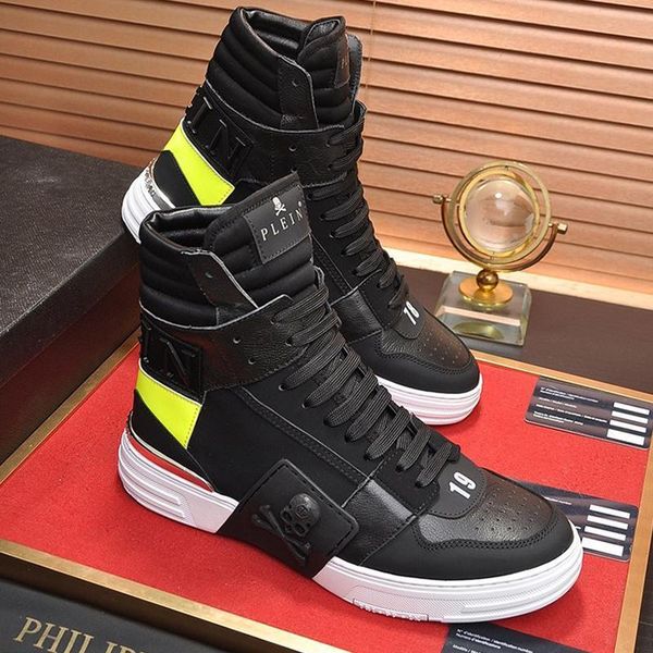 

fast delivery phantom kick $hi -mixed materials sneakers men shoes fashion classic shoes plus size lace -up luxury high men shoes, Black