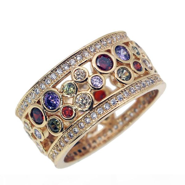 

wedding band ring yellow gold crystal gemstone garnet amethyst morganite women fashion jewelry prom gift ring size 7 8 9, Silver