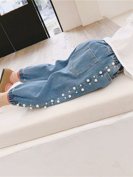 

xihong girl's loose 2020 autumn new children's pants and jeans shorts and jeans korean-style legged knicker pants, Blue