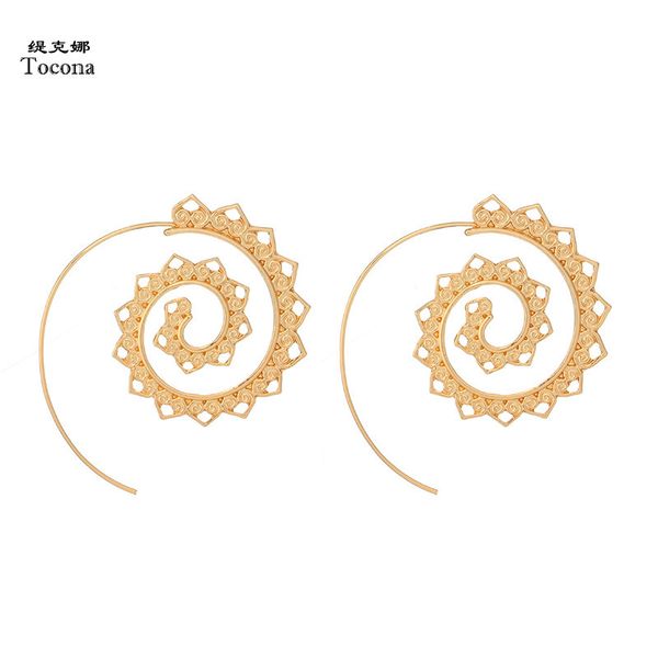 

designer earrings tocona ornate swirl hoop gypsy indian tribal ethnic earrings boho earrings for women jewelry 4198, Golden