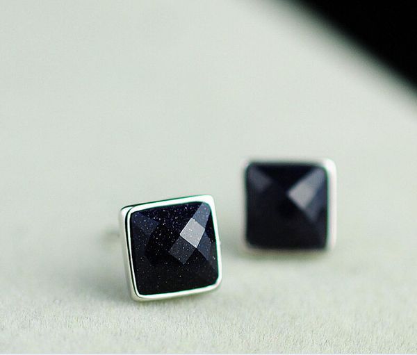 

s925 sterling silver cool purple sandstone starry earrings men and women couple ear jewelry gift, Golden