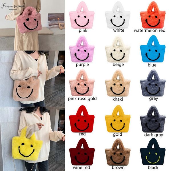 

women autumn winter plush face handbags shoulder bags covered buttons cute soft ladies crossbody bags korean