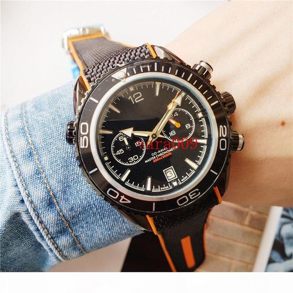 

mens watches james 007 quality sea luxury planet ocean watch chronograph quartz movement master designer master rubber strap watches, Slivery;brown