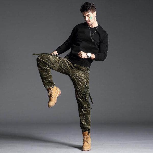 

men's pants camouflage army tactical trousers for hunting camping hiking style cargo cotton casual, Black